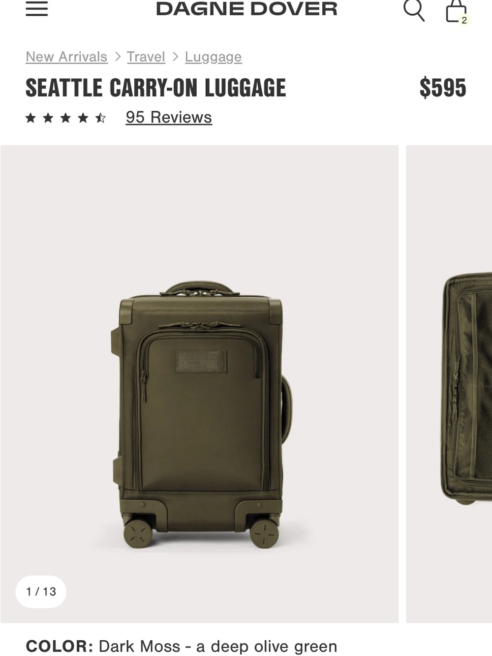 Dagne Dover Seattle Carry-On Luggage — Dark Moss Olive